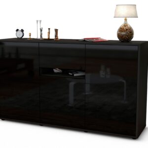 Sideboard Dorina, Schwarz (136x79x35cm)