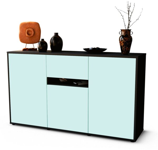 Sideboard Dorina | Korpus Anthrazit | Front in Mint | 136x79x35cm (BxHxT)
