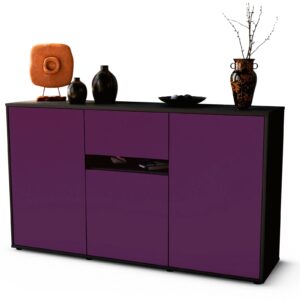 Sideboard Dorina | Korpus Anthrazit | Front in Lila | 136x79x35cm (BxHxT)
