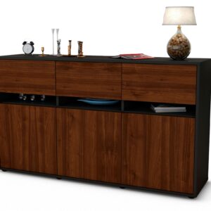 Sideboard Dorinde | Korpus Anthrazit | Front in Walnuss Holz Optik | 136x79x35cm (BxHxT)