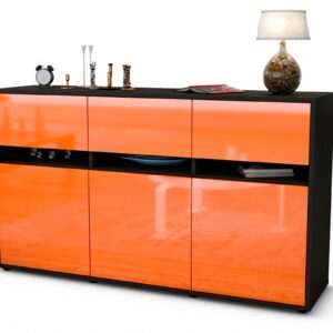 Sideboard Dorinde | Korpus Anthrazit | Front in Hochglanz Orange | 136x79x35cm (BxHxT)