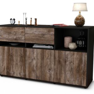 Sideboard Dorotea | Korpus Anthrazit | Front in Treibholz Holz Optik | 136x79x35cm (BxHxT)