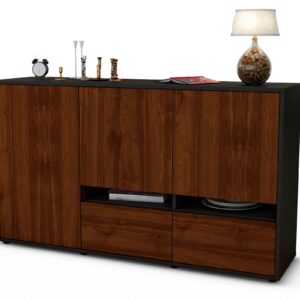 Sideboard Ebe | Korpus Anthrazit | Front in Walnuss Holz Optik | 136x79x35cm (BxHxT)