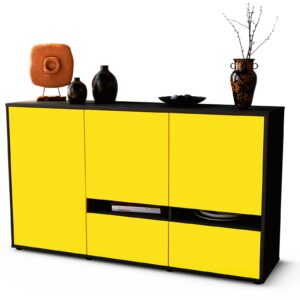 Sideboard Ebe | Korpus Anthrazit | Front in Gelb | 136x79x35cm (BxHxT)
