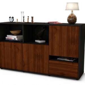 Sideboard Eda | Korpus Anthrazit | Front in Walnuss Holz Optik | 136x79x35cm (BxHxT)