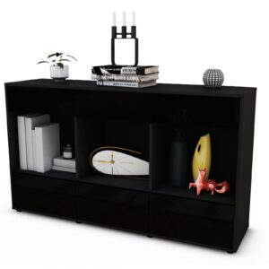 Sideboard Efisia, Schwarz (136x79x35cm)