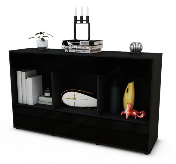 Sideboard Efisia, Schwarz (136x79x35cm)