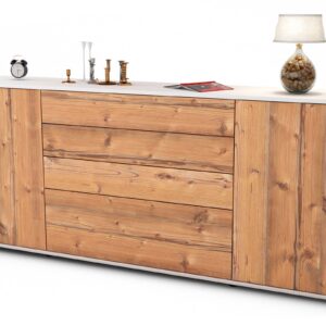 Sideboard Eleni | Korpus Weiß | Front in Pinie Holz Optik | 180x79x35cm (BxHxT)