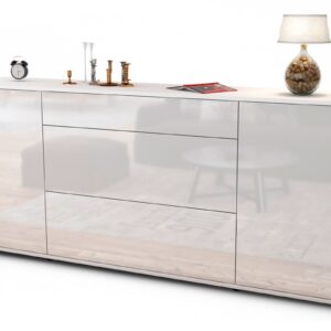 Sideboard Eleonora | Korpus Weiß | Front in Hochglanz Weiß | 180x79x35cm (BxHxT)