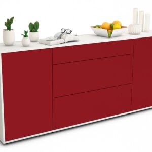 Sideboard Eleonora | Korpus Weiß | Front in Bordeaux | 180x79x35cm (BxHxT)