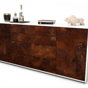Sideboard Elettra | Korpus Weiß | Front in Rost Optik | 180x79x35cm (BxHxT)
