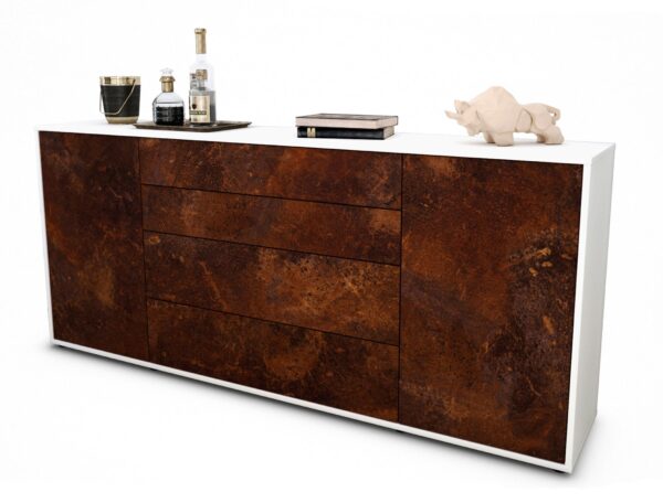 Sideboard Elettra | Korpus Weiß | Front in Rost Optik | 180x79x35cm (BxHxT)