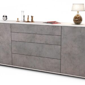 Sideboard Elettra | Korpus Weiß | Front in Beton Optik | 180x79x35cm (BxHxT)