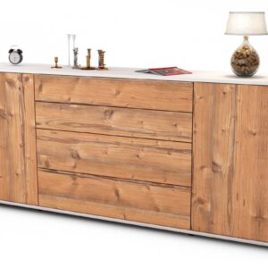 Sideboard Elettra | Korpus Weiß | Front in Pinie Holz Optik | 180x79x35cm (BxHxT)