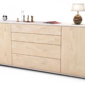 Sideboard Elettra | Korpus Weiß | Front in Zeder Holz Optik | 180x79x35cm (BxHxT)