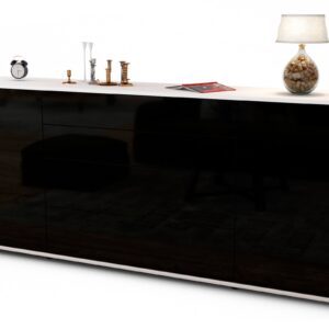 Sideboard Elettra | Korpus Weiß | Front in Hochglanz Schwarz | 180x79x35cm (BxHxT)