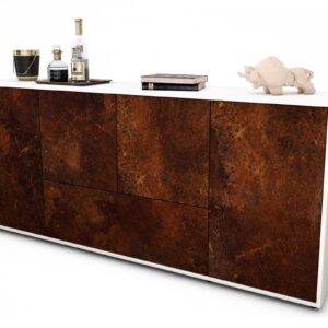 Sideboard Eli | Korpus Weiß | Front in Rost Optik | 180x79x35cm (BxHxT)