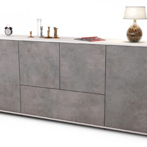 Sideboard Eli | Korpus Weiß | Front in Beton Optik | 180x79x35cm (BxHxT)