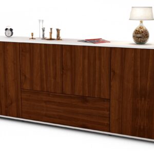 Sideboard Eli | Korpus Weiß | Front in Walnuss Holz Optik | 180x79x35cm (BxHxT)
