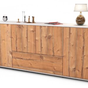 Sideboard Eli | Korpus Weiß | Front in Pinie Holz Optik | 180x79x35cm (BxHxT)