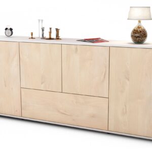 Sideboard Eli | Korpus Weiß | Front in Zeder Holz Optik | 180x79x35cm (BxHxT)