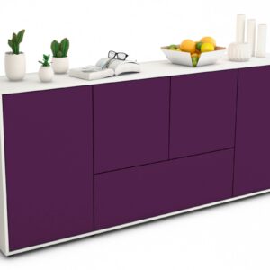 Sideboard Eli | Korpus Weiß | Front in Lila | 180x79x35cm (BxHxT)