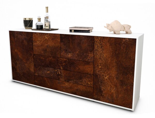 Sideboard Eliana | Korpus Weiß | Front in Rost Optik | 180x79x35cm (BxHxT)