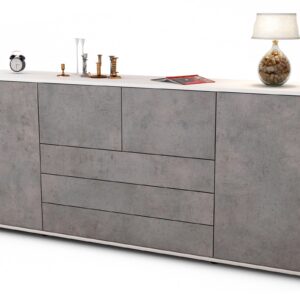 Sideboard Eliana | Korpus Weiß | Front in Beton Optik | 180x79x35cm (BxHxT)