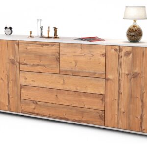 Sideboard Eliana | Korpus Weiß | Front in Pinie Holz Optik | 180x79x35cm (BxHxT)