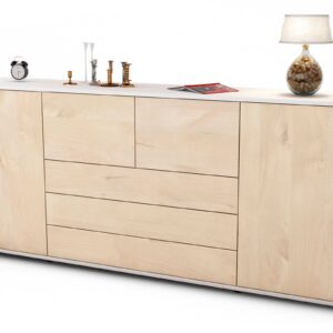 Sideboard Eliana | Korpus Weiß | Front in Zeder Holz Optik | 180x79x35cm (BxHxT)