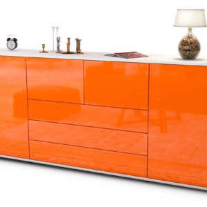 Sideboard Eliana | Korpus Weiß | Front in Hochglanz Orange | 180x79x35cm (BxHxT)