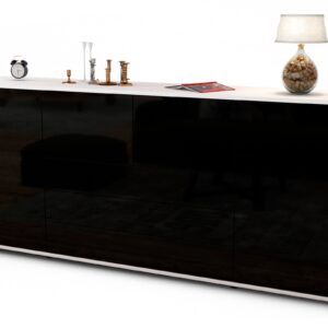 Sideboard Eliana | Korpus Weiß | Front in Hochglanz Schwarz | 180x79x35cm (BxHxT)