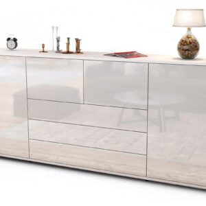 Sideboard Eliana | Korpus Weiß | Front in Hochglanz Weiß | 180x79x35cm (BxHxT)