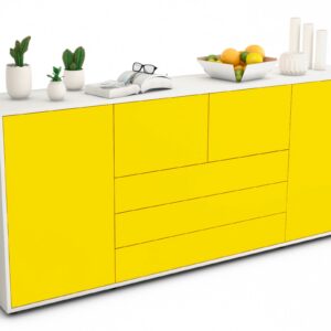 Sideboard Eliana | Korpus Weiß | Front in Gelb | 180x79x35cm (BxHxT)