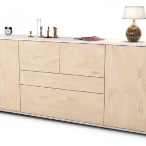 Sideboard Elisa | Korpus Weiß | Front in Zeder Holz Optik | 180x79x35cm (BxHxT)