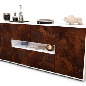 Sideboard Elisabetta | Korpus Weiß | Front in Rost Optik | 180x79x35cm (BxHxT)