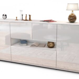 Sideboard Elisabetta | Korpus Weiß | Front in Hochglanz Weiß | 180x79x35cm (BxHxT)