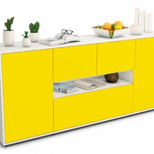 Sideboard Elisabetta | Korpus Weiß | Front in Gelb | 180x79x35cm (BxHxT)