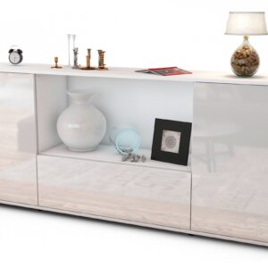 Sideboard Ella | Korpus Weiß | Front in Hochglanz Weiß | 180x79x35cm (BxHxT)
