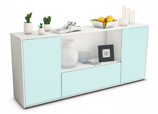 Sideboard Ella | Korpus Weiß | Front in Mint | 180x79x35cm (BxHxT)