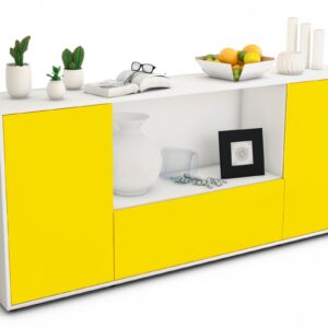 Sideboard Ella | Korpus Weiß | Front in Gelb | 180x79x35cm (BxHxT)