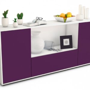Sideboard Ella | Korpus Weiß | Front in Lila | 180x79x35cm (BxHxT)