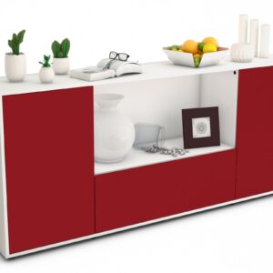 Sideboard Ella | Korpus Weiß | Front in Bordeaux | 180x79x35cm (BxHxT)