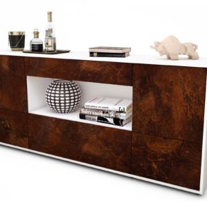 Sideboard Elodie | Korpus Weiß | Front in Rost Optik | 180x79x35cm (BxHxT)