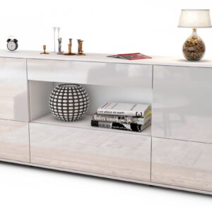 Sideboard Elodie | Korpus Weiß | Front in Hochglanz Weiß | 180x79x35cm (BxHxT)