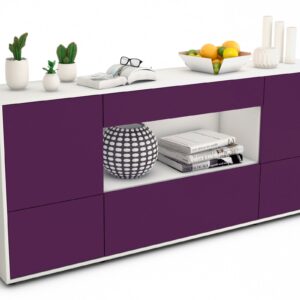 Sideboard Elodie | Korpus Weiß | Front in Lila | 180x79x35cm (BxHxT)