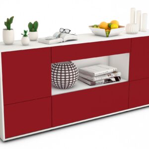Sideboard Elodie | Korpus Weiß | Front in Bordeaux | 180x79x35cm (BxHxT)