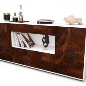 Sideboard Elsa | Korpus Weiß | Front in Rost Optik | 180x79x35cm (BxHxT)