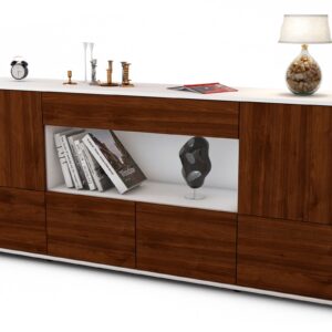 Sideboard Elsa | Korpus Weiß | Front in Walnuss Holz Optik | 180x79x35cm (BxHxT)