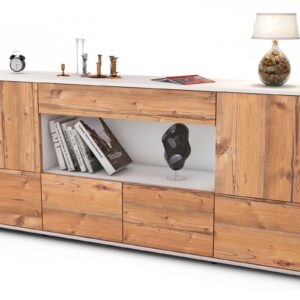 Sideboard Elsa | Korpus Weiß | Front in Pinie Holz Optik | 180x79x35cm (BxHxT)